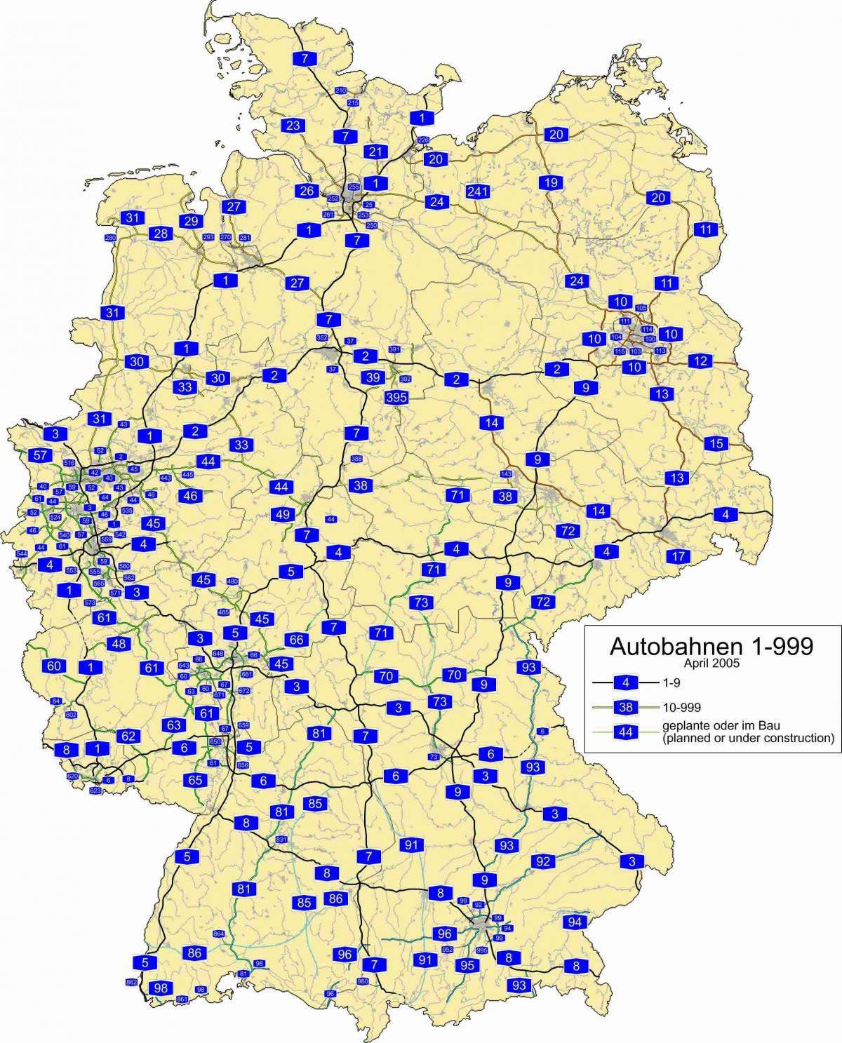 Carte des autoroutes d'Allemagne