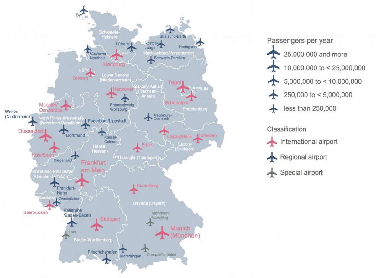 Carte des aéroports allemands